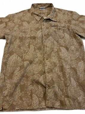 Columbia Brown and White Leaf-Print Button-Down Shirt
